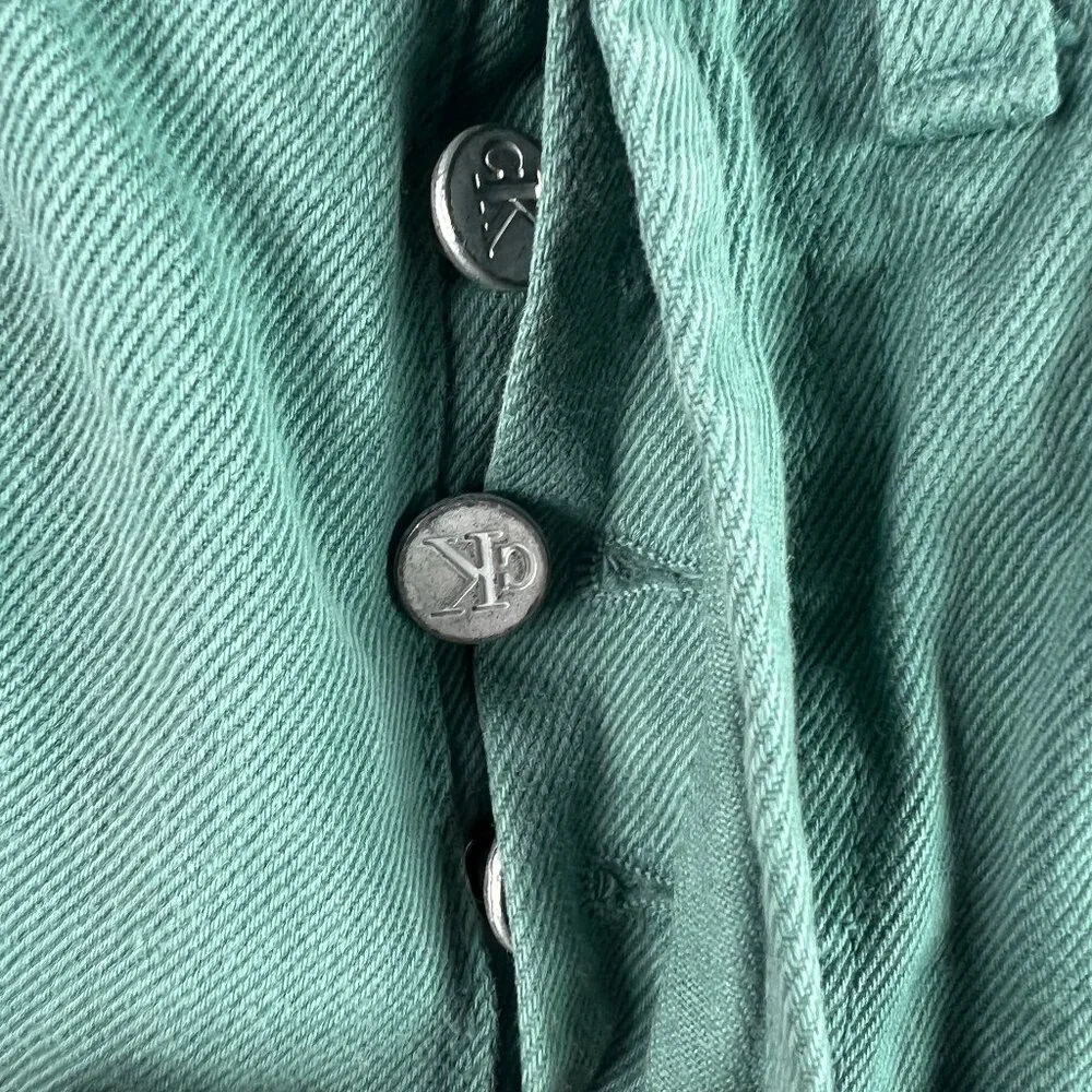 VTG Calvin Klein Jean's Juniors 26x31* Straight Green Faded Denim USA Made Tag 3